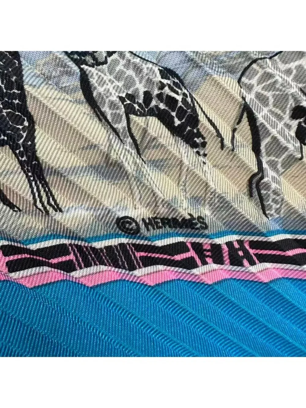 Hermes Pleats Scarf Silk Tropiques Tropical Blue